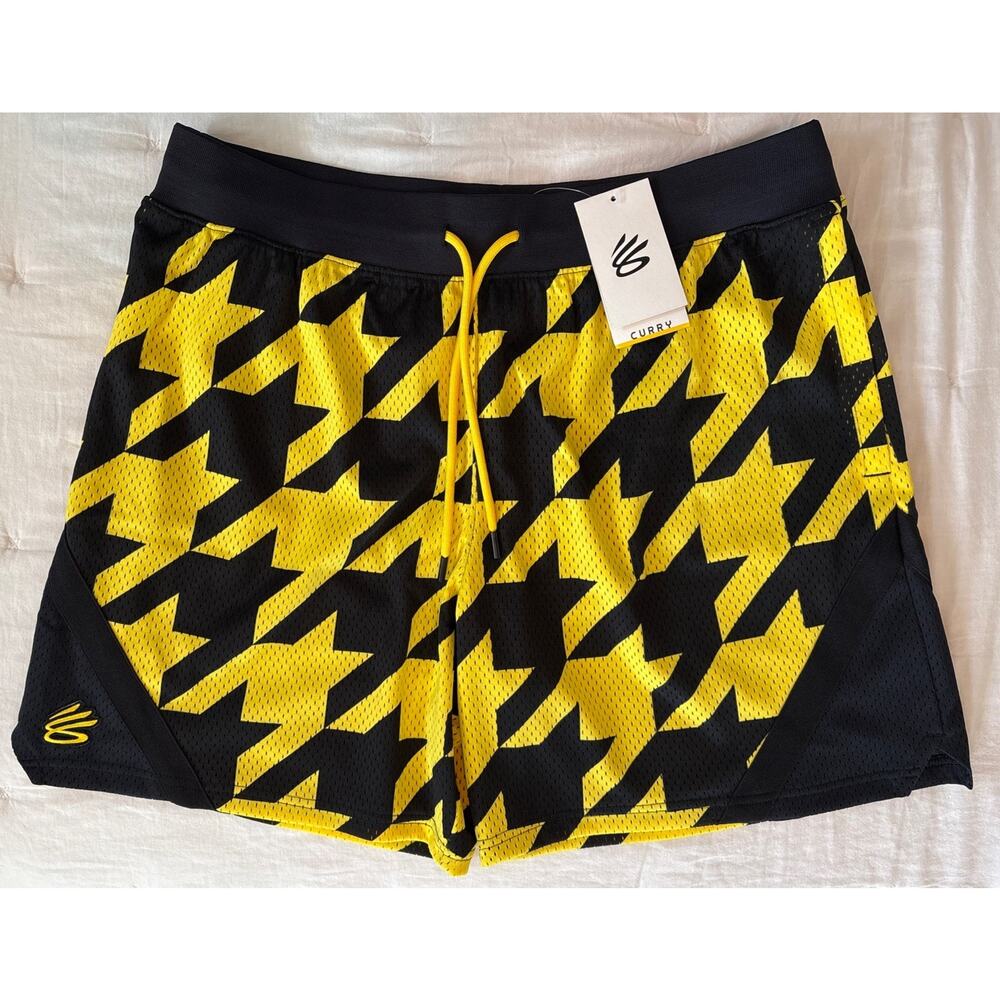 NWT Under Armour Mens XL Steph Curry 7” Athletic Sig Shorts 3 Black Yellow $90